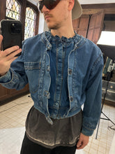 Load image into Gallery viewer, 1980s Marithe Francois Girbaud Denim Faux Layered Jacket with Adjustable Neck - Size M