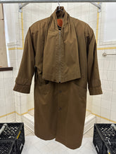 Load image into Gallery viewer, 1980s Vintage Brown Trench Coat with Pleated Bib and Shoulderpads - Size S
