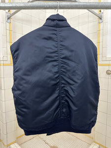 1980s Armani Wide Padded Vest in Blue - Size M