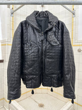 Load image into Gallery viewer, ss1992 Issey Miyake Black Quilted Leather Jacket with Cargo Pockets and Expandable Collar - Size M