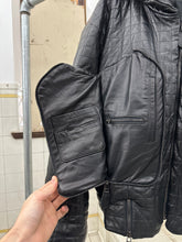 Load image into Gallery viewer, ss1992 Issey Miyake Black Quilted Leather Jacket with Cargo Pockets and Expandable Collar - Size M