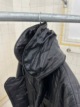 Load image into Gallery viewer, ss1992 Issey Miyake Black Quilted Leather Jacket with Cargo Pockets and Expandable Collar - Size M