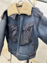 Load image into Gallery viewer, aw1983 Claude Montana Blue Fighter Jet Shearling Jacket - Size L
