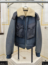 Load image into Gallery viewer, aw1983 Claude Montana Blue Fighter Jet Shearling Jacket - Size L