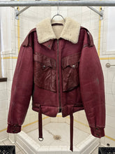 Load image into Gallery viewer, aw1983 Claude Montana Red Fighter Jet Shearling Jacket - Size L