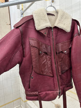 Load image into Gallery viewer, aw1983 Claude Montana Red Fighter Jet Shearling Jacket - Size L