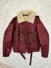 Load image into Gallery viewer, aw1983 Claude Montana Red Fighter Jet Shearling Jacket - Size L