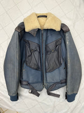 Load image into Gallery viewer, aw1983 Claude Montana Blue Fighter Jet Shearling Jacket - Size L
