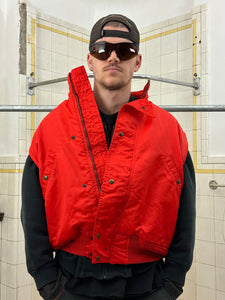 1980s Armani Wide Padded Vest in Red - Size L