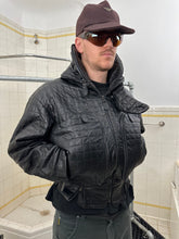 Load image into Gallery viewer, ss1992 Issey Miyake Black Quilted Leather Jacket with Cargo Pockets and Expandable Collar - Size M