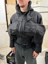 Load image into Gallery viewer, ss1992 Issey Miyake Black Quilted Leather Jacket with Cargo Pockets and Expandable Collar - Size M