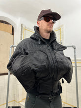 Load image into Gallery viewer, ss1992 Issey Miyake Black Quilted Leather Jacket with Cargo Pockets and Expandable Collar - Size M