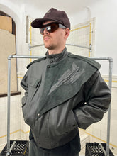 Load image into Gallery viewer, aw1983 Claude Montana Fighter Jet Bomber with Suede Asymmetric Shoulder Cape - Size M