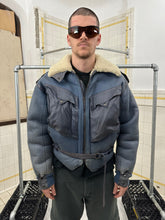Load image into Gallery viewer, aw1983 Claude Montana Blue Fighter Jet Shearling Jacket - Size L