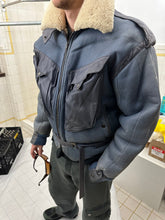 Load image into Gallery viewer, aw1983 Claude Montana Blue Fighter Jet Shearling Jacket - Size L