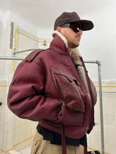 Load image into Gallery viewer, aw1983 Claude Montana Red Fighter Jet Shearling Jacket - Size L