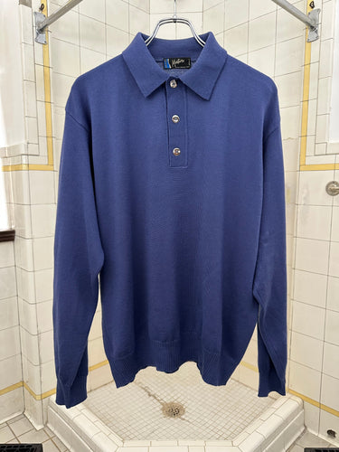 1980s Claude Montana Blue Knit Polo - Size M