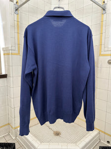 1980s Claude Montana Blue Knit Polo - Size M