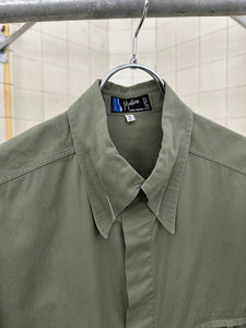 1980s Claude Montana Green Button Down Shirt with Bartacked Collar - Size L