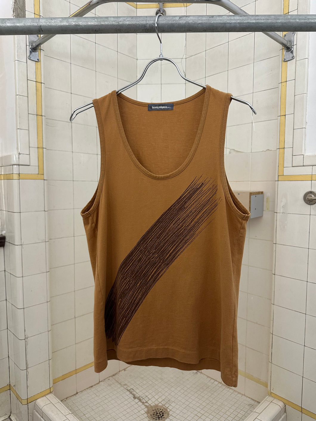 1980s Issey Miyake Orange Brush Stroke Tank - Size M