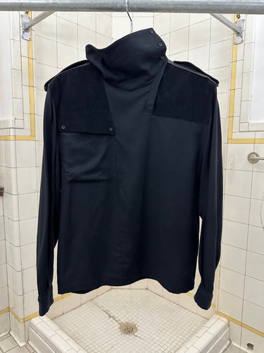 1980s Claude Montana High Neck Military Shirt with Epaulets - Size S