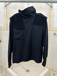 1980s Claude Montana High Neck Military Shirt with Epaulets - Size S