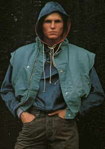 1980s Armani Wide Padded Vest in Blue - Size M