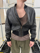Load image into Gallery viewer, 1980s Katharine Hamnett Black Leather Bomber Jacket - Size M