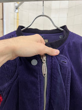 Load image into Gallery viewer, 1990s Armani Modular Hunting Jacket with Purple Corduroy Base and Red Quilted Nylon Sleeves - Size L
