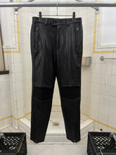 Load image into Gallery viewer, aw1996 Issey Miyake Brown Leather Moto Trousers with Ribbed Knee Panels - Size S