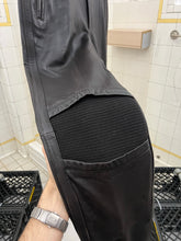 Load image into Gallery viewer, aw1996 Issey Miyake Brown Leather Moto Trousers with Ribbed Knee Panels - Size S