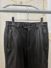 Load image into Gallery viewer, aw1996 Issey Miyake Brown Leather Moto Trousers with Ribbed Knee Panels - Size S