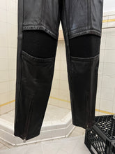 Load image into Gallery viewer, aw1996 Issey Miyake Brown Leather Moto Trousers with Ribbed Knee Panels - Size S