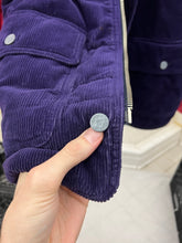 Load image into Gallery viewer, 1990s Armani Modular Hunting Jacket with Purple Corduroy Base and Red Quilted Nylon Sleeves - Size L