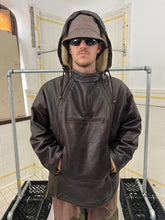 Load image into Gallery viewer, 1990s Armani Heavy Brown Leather and Boa Lined Hooded Dual Closure Jacket - Size XL