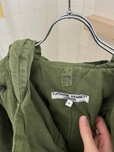 Load image into Gallery viewer, 1980s Katharine Hamnett Padded Canvas Double Breasted Bomber with Packable Hood - Size OS