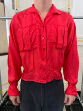 Load image into Gallery viewer, 1980s Katharine Hamnett Cropped Red Silk Shirt - Size S