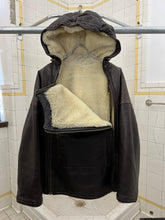 Load image into Gallery viewer, 1990s Armani Heavy Brown Leather and Boa Lined Hooded Dual Closure Jacket - Size XL