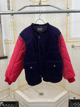 Load image into Gallery viewer, 1990s Armani Modular Hunting Jacket with Purple Corduroy Base and Red Quilted Nylon Sleeves - Size L