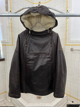 Load image into Gallery viewer, 1990s Armani Heavy Brown Leather and Boa Lined Hooded Dual Closure Jacket - Size XL