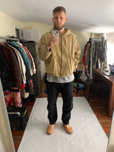 Load image into Gallery viewer, 1990s Armani Faded Yellow Paneled Hooded Work Jacket  - Size XL
