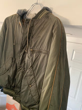 Load image into Gallery viewer, 1990s Armani Olive Nylon Bomber Jacket with Removable Hood - Size S