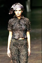 Load image into Gallery viewer, aw1999 Issey Miyake Blue Crinkled Bungee Pants - Size M