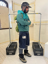 Load image into Gallery viewer, 2000s Final Home Teal Crewneck Sweater with Ripstop Monk Hood - Size M