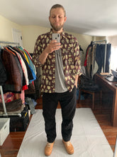 Load image into Gallery viewer, ss1996 Issey Miyake Green &amp; Maroon Graphic Striped Dyed Shirt - Size L