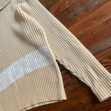 Load image into Gallery viewer, 1990s Yohji Yamamoto Hand Painted White Stripe Beige Wool Sweater - Size M