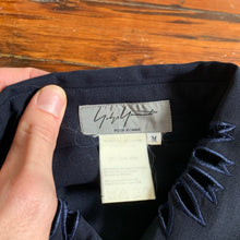 Load image into Gallery viewer, ss1996 Yohji Yamamoto Navy Wool Gaba Floral Cutout Shirt - Size XL