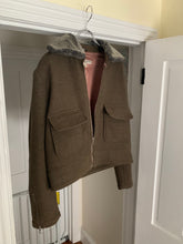 Load image into Gallery viewer, 1990s Katharine Hamnett Cropped Dark Khaki Wool Jacket with Fur Collar - Size M