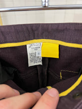 Load image into Gallery viewer, 2000s Mandarina Duck Brushed Purple Cotton Trousers with Yellow Stitch Detailing - Size S