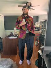 Load image into Gallery viewer, aw1997 Issey Miyake Wool Vibrant Camo Blazer with Leather Trim - Size L